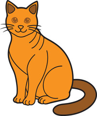 Colorful sitting cat vector art illustration with a white background