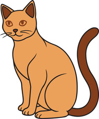 Colorful sitting cat vector art illustration with a white background
