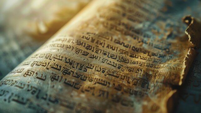 Old manuscript parchment Hebrew text ancient biblical scroll prophets Generative AI Illustration