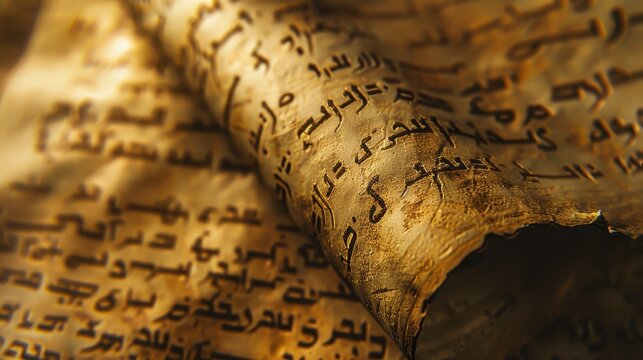 Old manuscript parchment Hebrew text ancient biblical scroll prophets Generative AI Illustration