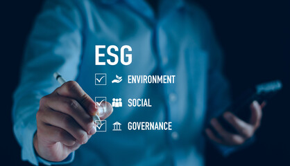 ESG sustainable concept. environmental, social, and governance in sustainable and ethical business on network connection. ESG icon