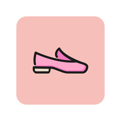 Loafer line icon. Shoelaces, boat, low heel. Footwear concept. Can be used for topics like shoe shop, casual style, office look