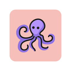 Octopus line icon. Eyes, tentacles, cuttlefish. Seafood concept. Can be used for topics like gourmet, ocean life, sea food