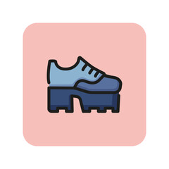 Platform shoe line icon. Shoelaces, leather, ankle. Footwear concept. Can be used for topics like shoe store, fashion, trend