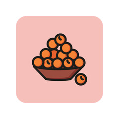 Salmon caviar line icon. Bowl, plate, sea food. Seafood concept. Can be used for topics like fish industry, restaurant menu, celebration