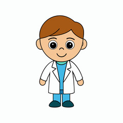 Happy young doctor cartoon isolated vector art Illustration