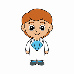 Fototapeta premium Happy young doctor cartoon isolated vector art Illustration