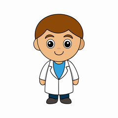 Fototapeta premium Happy young doctor cartoon isolated vector art Illustration