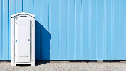 isolated outdoor toilet cabins, public portable bio WC cabins