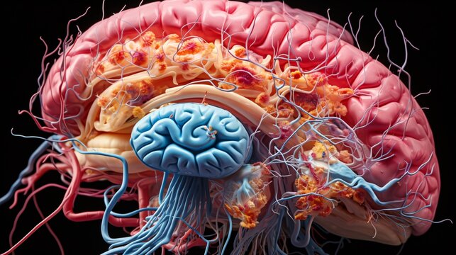 A detailed cross-section of the human brain showing the hippocampus and amygdala