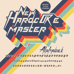 3d effect Color Version New Hardcore Vintage Display bold Font alphabet.eps