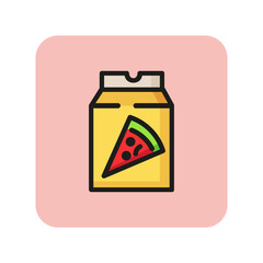 Pack with pizza line icon. Pizza delivery, pizzeria, snack. Takeaway food concept. Vector illustration can be used for topics like food, unhealthy eating, service