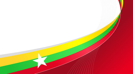 wavy myanmar flag vector background with copy space for text. myanmar national day