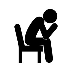 Lonely sad man icon. Outline lonely sad man vector icon for web design isolated on black background.