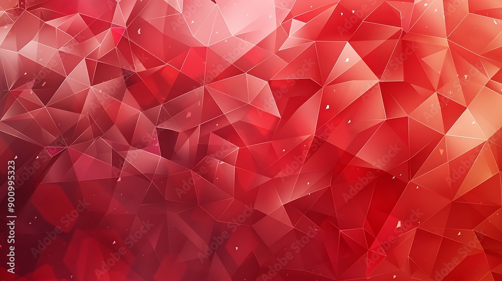Poster abstract red geometric background with triangles and polygons.