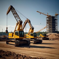 Fototapeta premium Scene of construction site with equipment