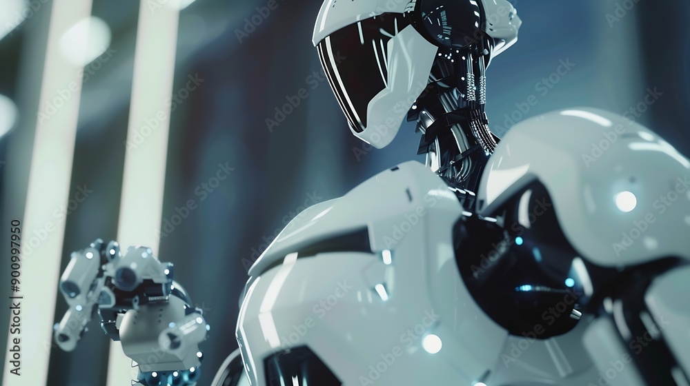 Poster MLP Mechanized industry robot and robotic arms for assembly in factory production Concept of artificial intelligence for industrial revolution and automation manufacturing process : Generative AI