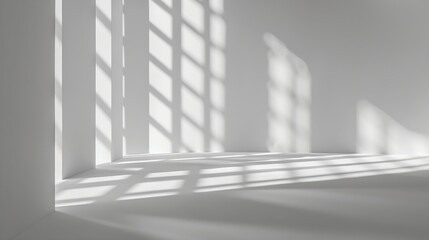 Obraz premium Minimal abstract light gray background for product presentation Soft shadow and light from windows on white wall : Generative AI