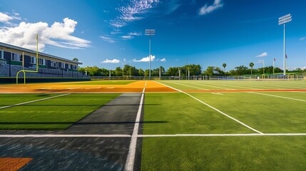 Sports facilities at public school in North Port Florida American football stadium tennis court and baseball diamond sport infrastructure : Generative AI