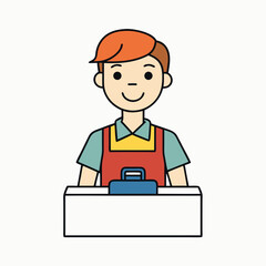 Cartoon Cashier Icon Vector Art Illustration 