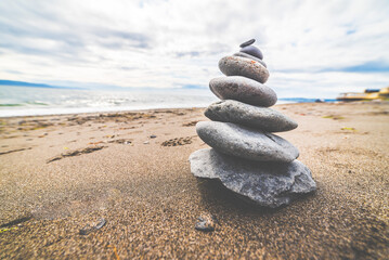 Rock Cairn On The Beach