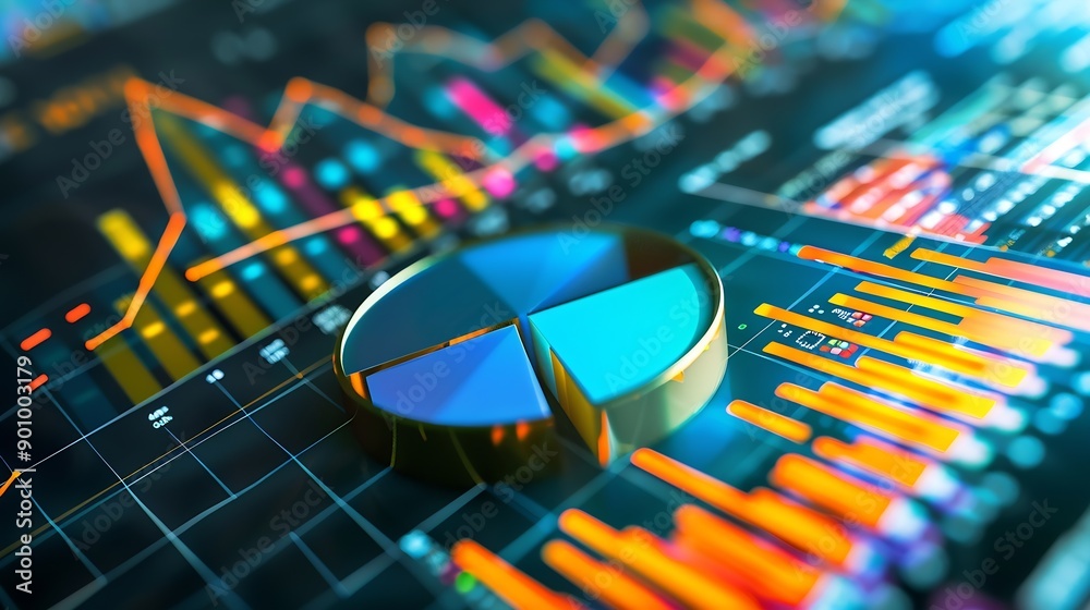 Fototapete chart graph finance stock analysis financial digital growth investment investor measuring level bar 