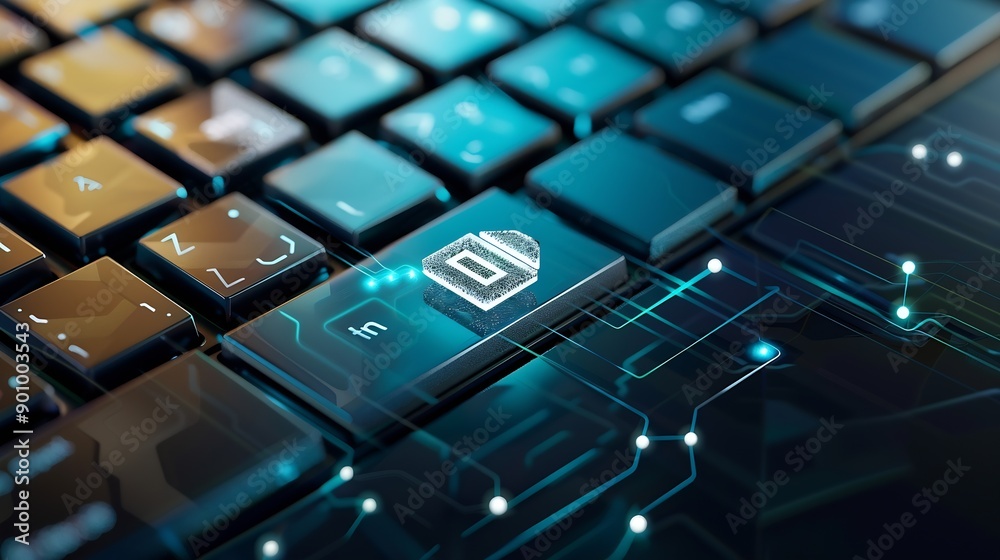 Poster DeFi Decentralized Finance  blockchainbased form of finance that does not rely on central financial intermediaries technology concept button on keyboard : Generative AI