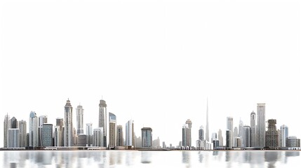 Fototapeta premium Cityscape of Dubai United Arab Emirates isolated on white background : Generative AI