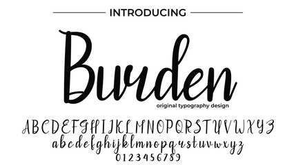 Burden Font Stylish brush painted an uppercase vector letters, alphabet, typeface