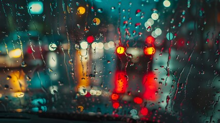 rain drops on window. Generative AI