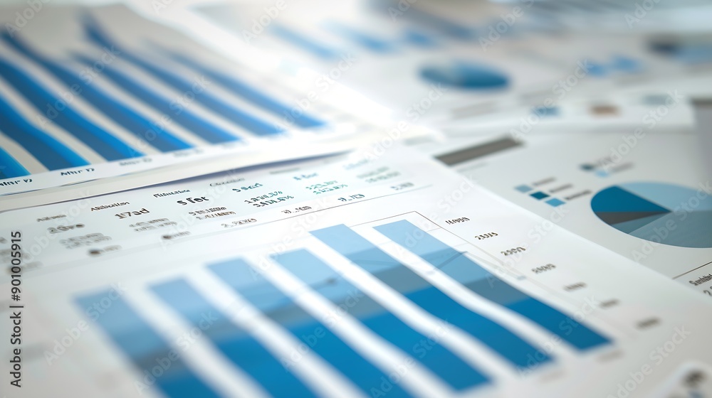Poster statistical analysis of financial data analyzing business and investment charts accounting finance a
