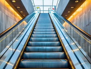 Sleek and Efficient Escalator in a Modern Commercial Building