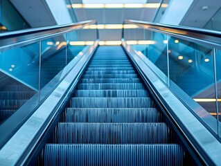 Futuristic Escalator in a Modern Architecture with Clear Geometric Patterns