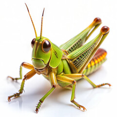 Green Grasshopper Isolated on White Background