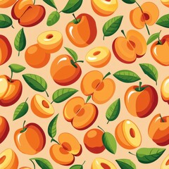 Seamless pattern of juicy peaches and apricots, capturing the essence of summer fruits, Generative AI