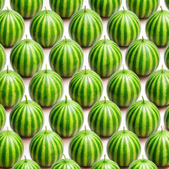 Pattern of whole watermelons on a white background