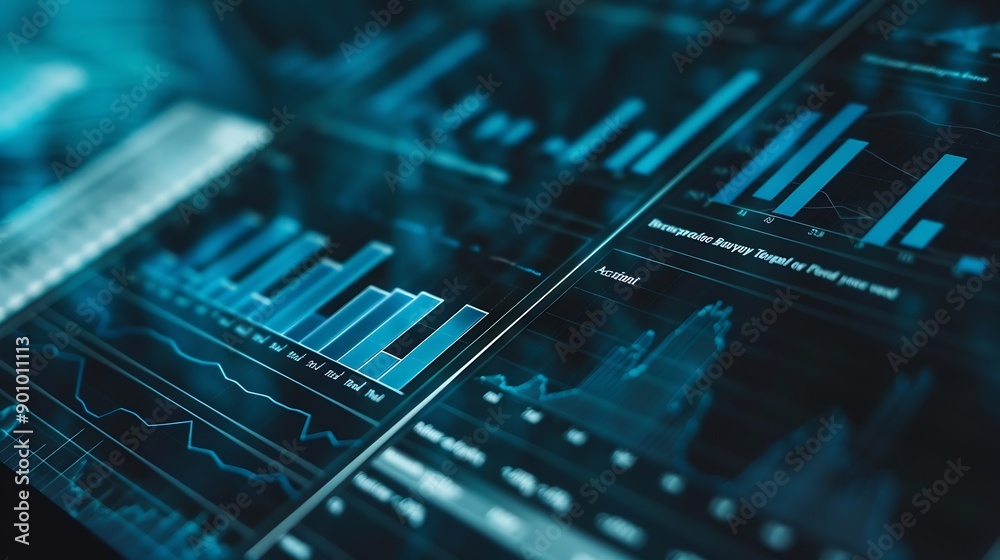 Poster statistical analysis of financial data analyzing business and investment charts accounting finance a