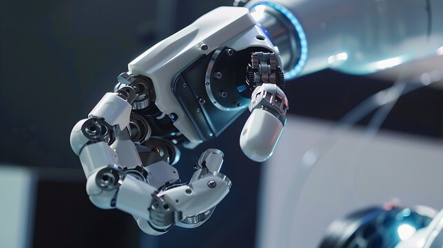MLP Advanced robot arm system for digital industry and factory robotic technology Automation manufacturing robot controlled by industry engineering using IOT software connected to inte : Generative AI