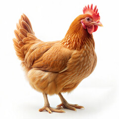 Fototapeta premium Brown Hen Isolated on White Background