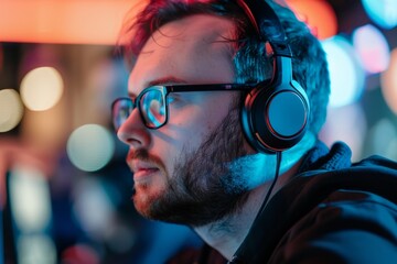 Portrait of a crypto broker attending a virtual conference, Generative AI