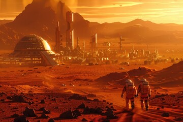 Futuristic City on planet Mars