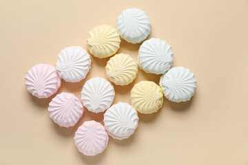 Many sweet zephyr on beige background