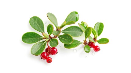 Close-Up of Bearberry (Arctostaphylos uva-ursi) with Dewdrops