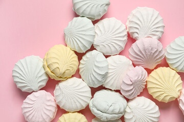 Many sweet zephyr on pink background
