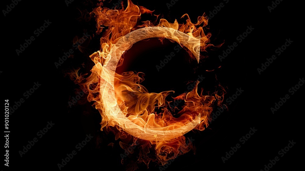Fototapete The image is a close up of a letter C in the shape of a flame