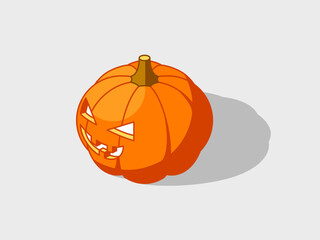 Jack o Lantern isometric vector illustration with shadow
