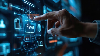 modern technology online payment with digital screen