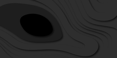 Vector abstract black origami papercut vintage digital smooth carve wave line light backdrop background. topography map line wavy dark graphic design paper modern creative pattern background.