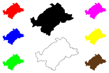 Naklejka premium Heinsberg district (Federal Republic of Germany, State of North Rhine-Westphalia, NRW, Cologne region) map vector illustration, scribble sketch Heinsberg map