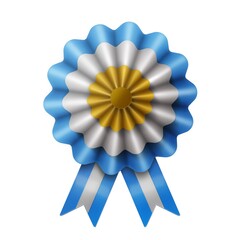 flag with ribbons, rosette, Argentina flag, 3d illustration	
